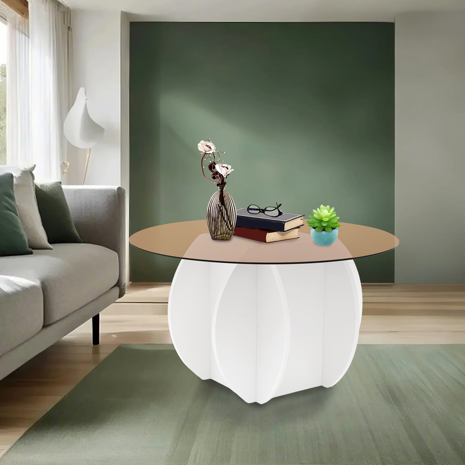 Modern Round Coffee Table 27.6 - Book Weight Glass のレビューと価格