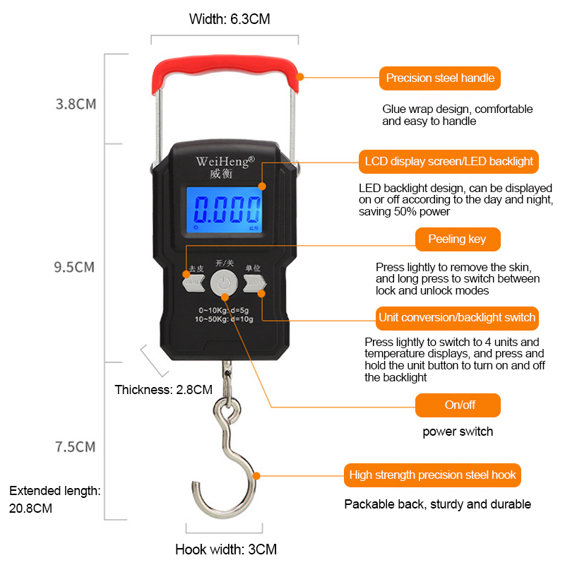 Portable Hanging Hook Scale 50 - Tape Dispenser Weighted のレビューと価格