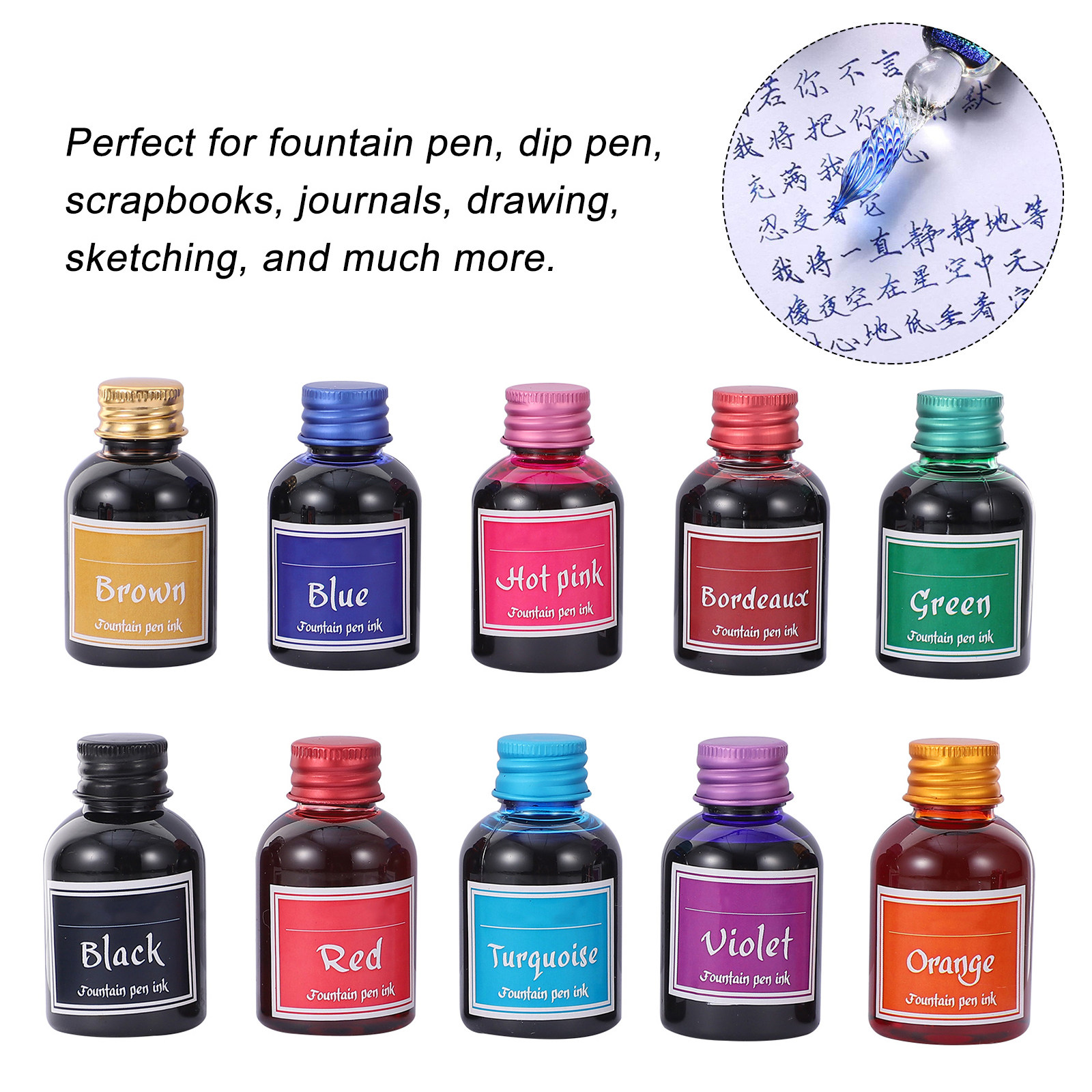10 Bottles Fast-Drying Calligr - Fountain Pen Bottled Ink のレビューと価格