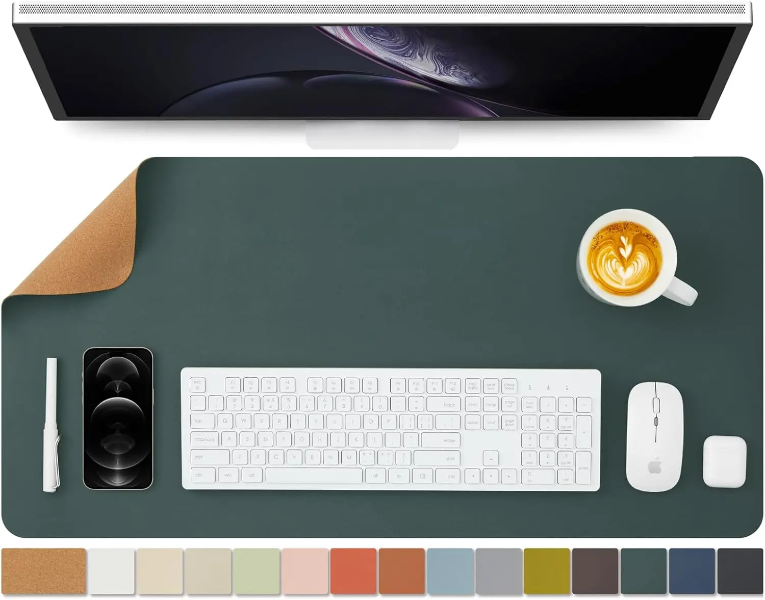 Cork Desk Mat Dual-Sided Desk  - Leather Desk Pad のレビューと価格
