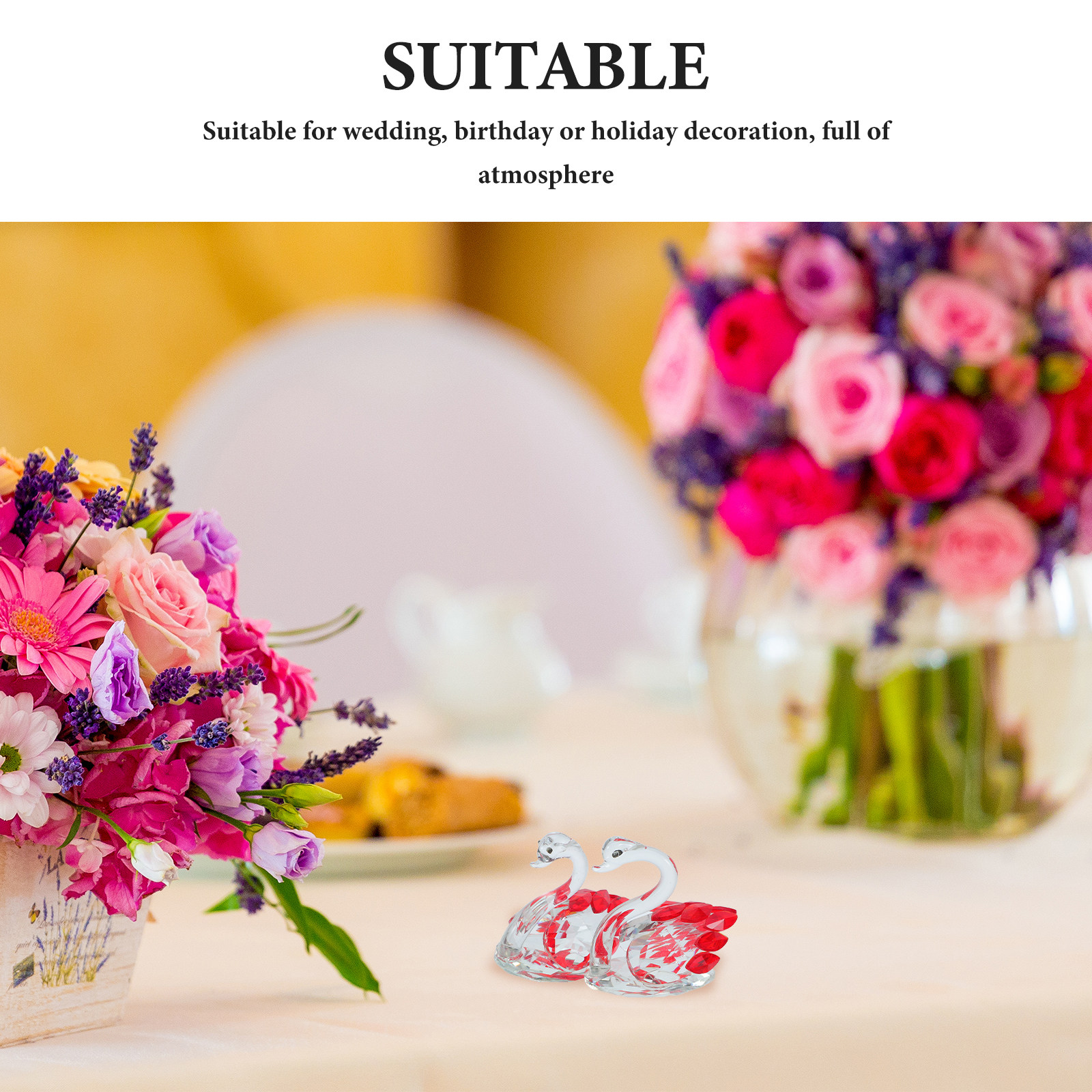2Pcs Crystal Swan Decor Lover  - Paper Weight Crystal のレビューと価格