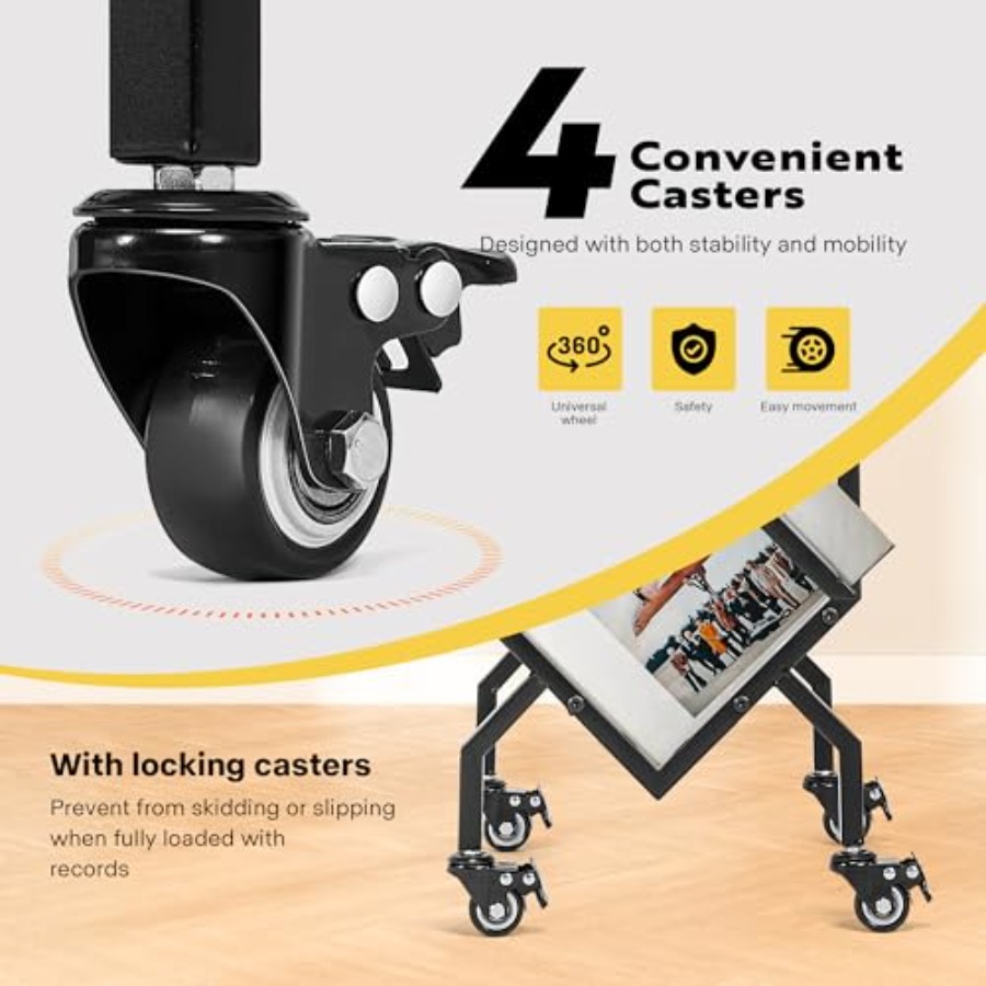 Vinyl Record Storage Rack, 2 T - Magazine Holder Rack のレビューと価格