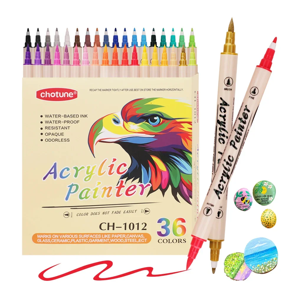 12-36 Colors Acrylic Paint Mar - Correction Pen Fine のレビューと価格