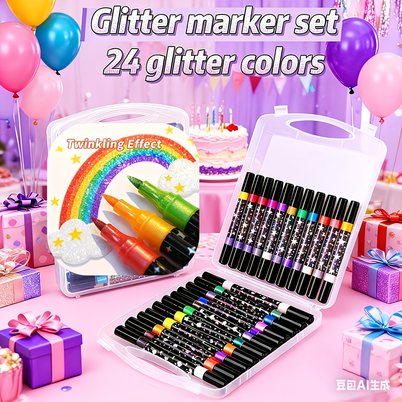 24 Colors Double Head Glitter  - Correction Pen Fine のレビューと価格