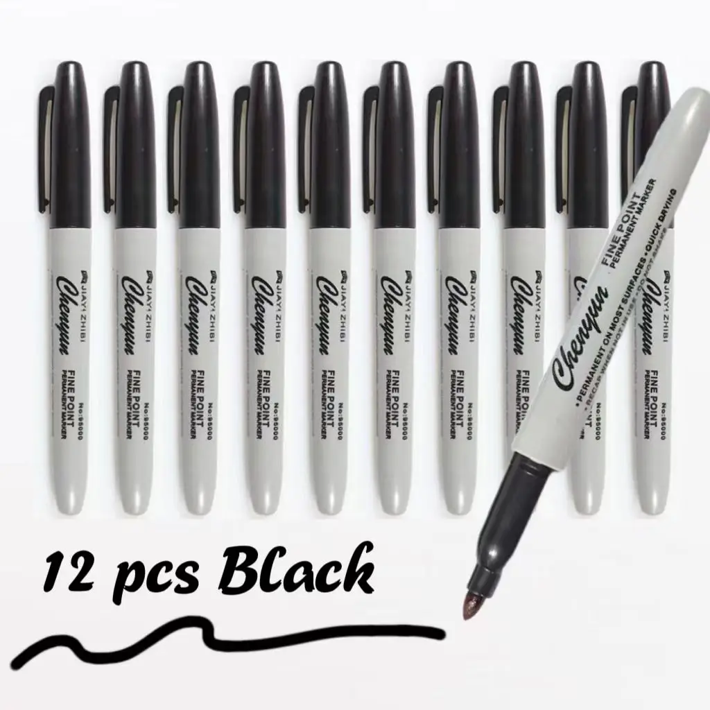 12pcs Black Permanent Marker P - Correction Pen Fine のレビューと価格